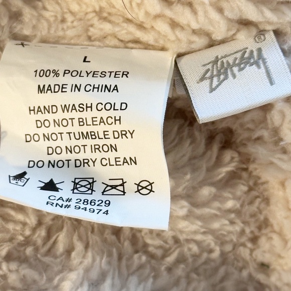 STUSSY Pilar Women’s L Cream Sweatshirt Sherpa Fleece Collegiate Streetwear - Picture 11 of 12